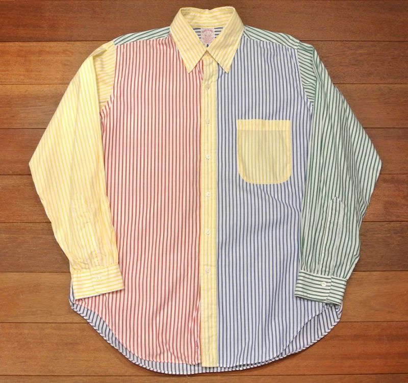 【Vintage/Used】ブルックスブラザーズ クレイジーパターン ストライプB.Dシャツ アメリカ製【16-R】中古 - 7th