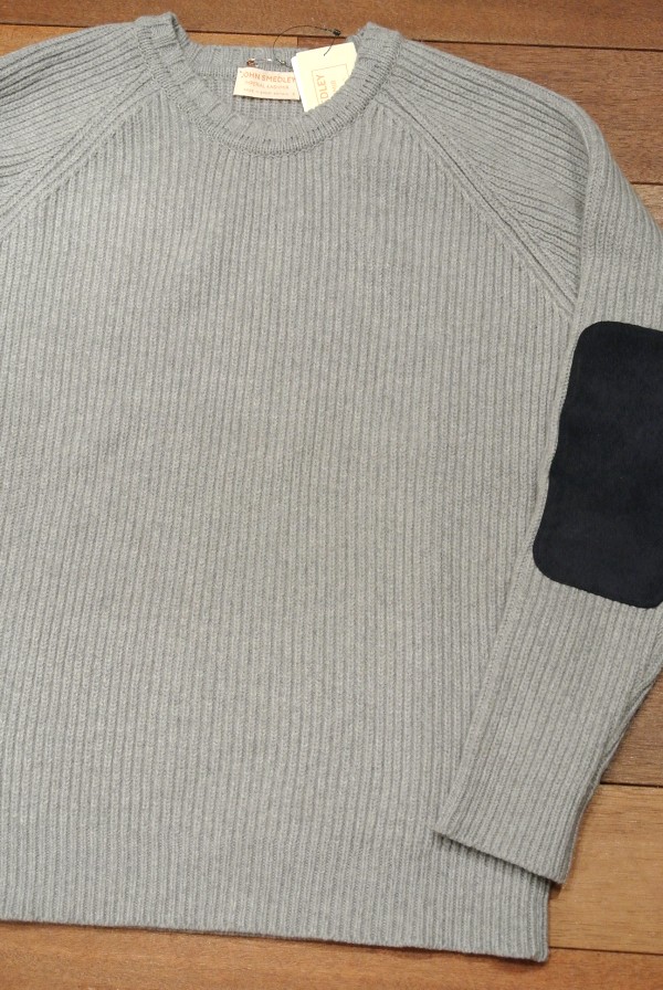 【EXCELLENT USED】JOHN SMEDLEY ジョンスメドレー IMPERIAL KASHMIR 畔編みCNセーター【SILVER