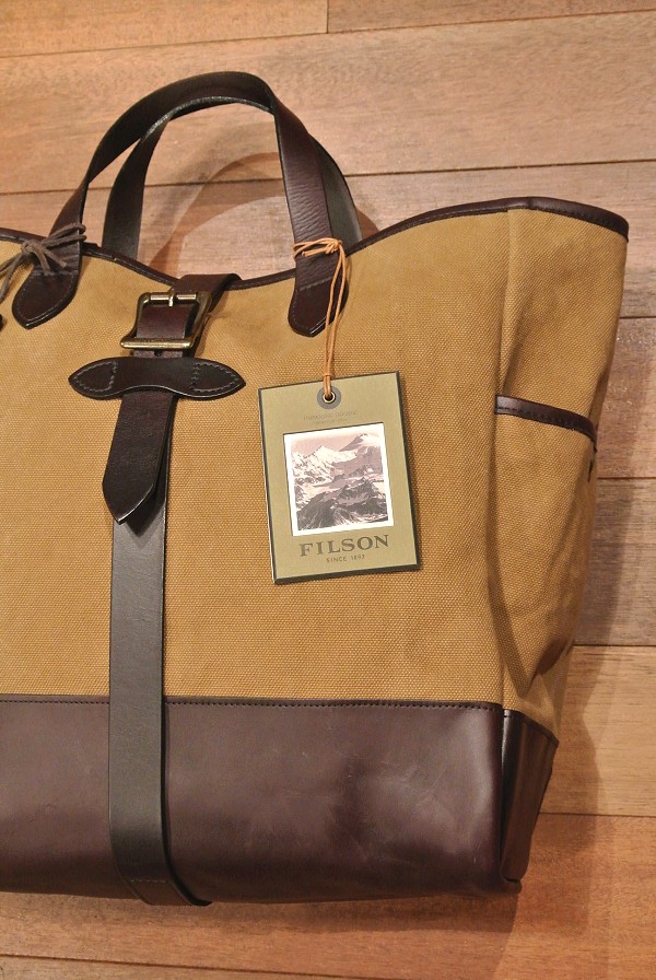 FILSON フィルソン キャンバス+レザー 大きいトートバッグ RUGGED CANVAS TOTE (TAN×BROWN) タグ付き 新品