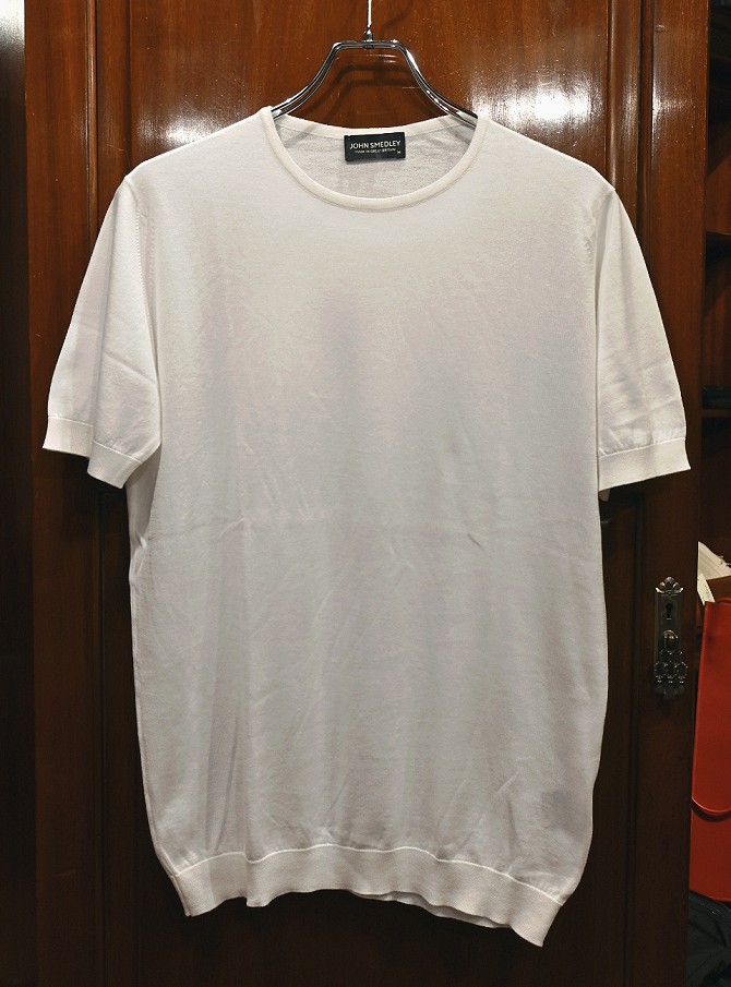 約62cm身幅ジョンスメドレー イギリス製 コットン 半袖ニット Tシャツ【美品】
