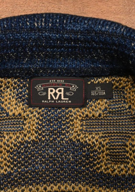 EXCELLENT USED】RRL BEACON KNIT JACKET インディゴ ネイティブ柄 