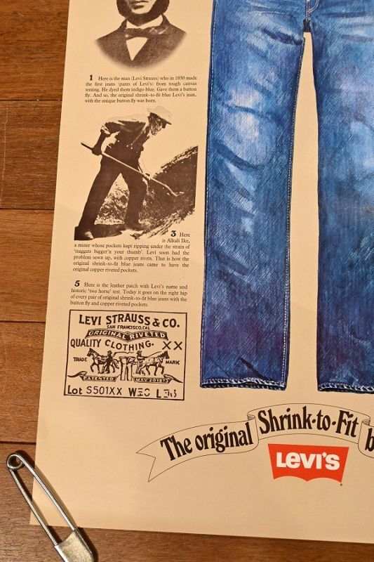 70s Levi's リーバイス ポスター (501) 737×490mm ビンテージ USED