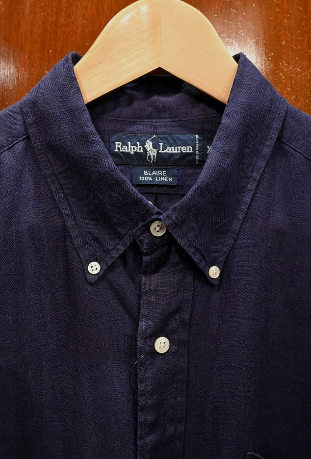 USED) Polo Ralphlauren ポロラルフローレン リネン100% B.Dシャツ 