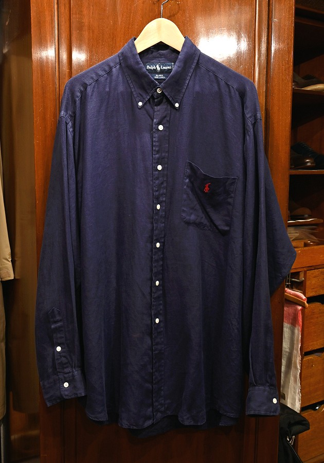 USED) Polo Ralphlauren ポロラルフローレン リネン100% B.Dシャツ
