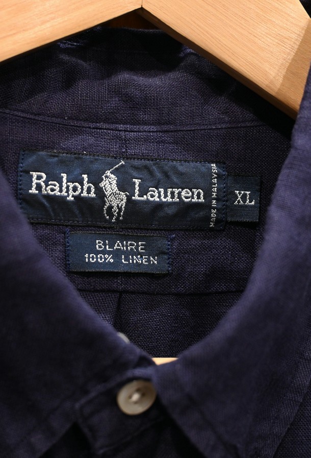 USED) Polo Ralphlauren ポロラルフローレン リネン100% B.Dシャツ 