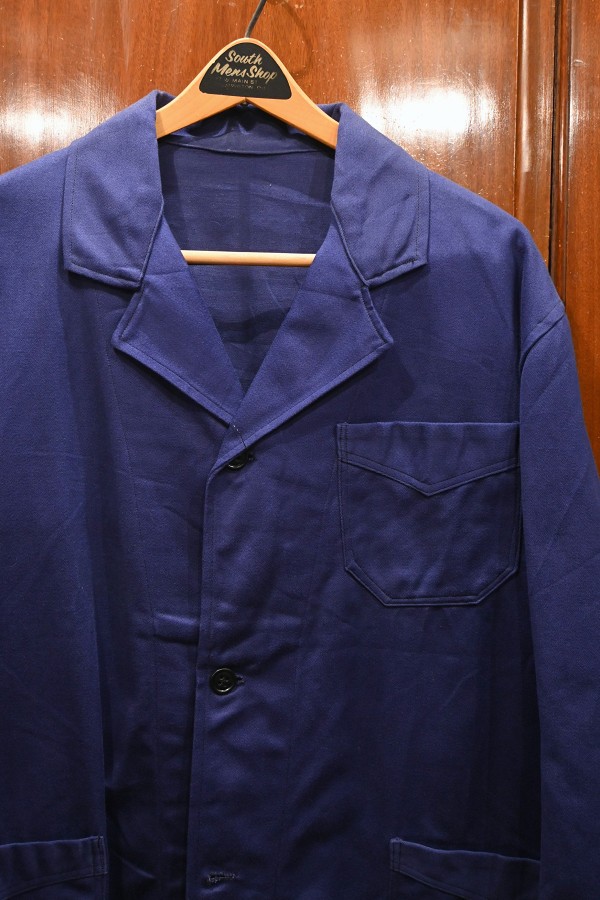 40s デッドストック フレンチブルー モールスキン ワークジャケット テーラード型 Vポケ マルタンガル仕様 希少 (BLUE/ ) Vintage French  Work Jacket Deastock - 7th