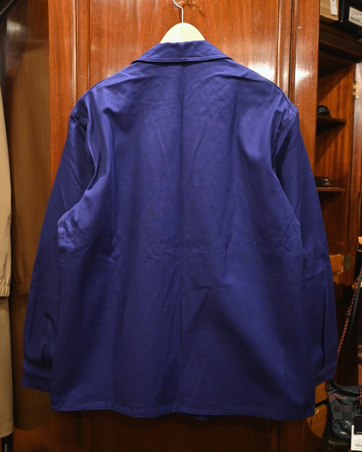 60s デッドストック フランス軍 ワークジャケット コットンツイル 丸襟 官給品 (INK BLUE/112-76) フレンチミリタリー  Deastock D