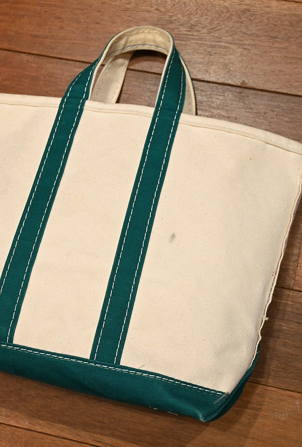 80s VTG/USED L.L BEAN キャンバス トートバッグ(Natural×Green/M