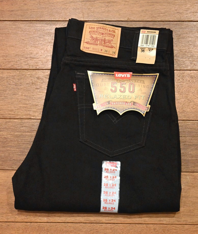 96 Deadstock Levi's リーバイス 550 RELAXED FIT ブラックデニム アメリカ製【W36 L34】デッドストック  7th