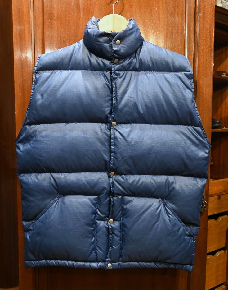 USED 70s THE NORTH FACE ノースフェイス ダウンベスト 茶タグ(NAVY/M