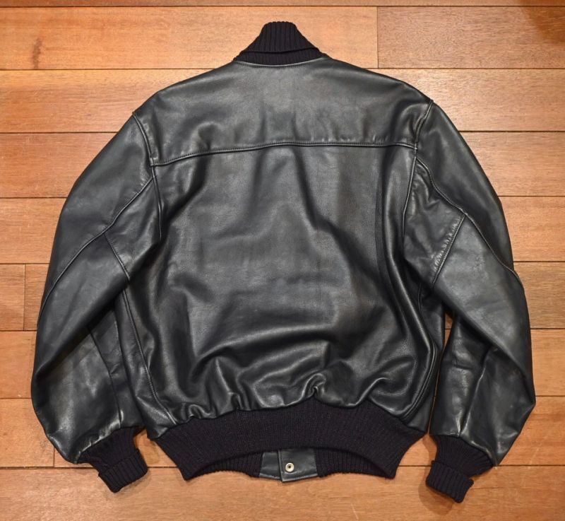 USED Allion AWARD Jacket オールレザー バーシティジャケット アメリカ製 (NAVY/42)スタジャン レザージャケット 中古  - 7th