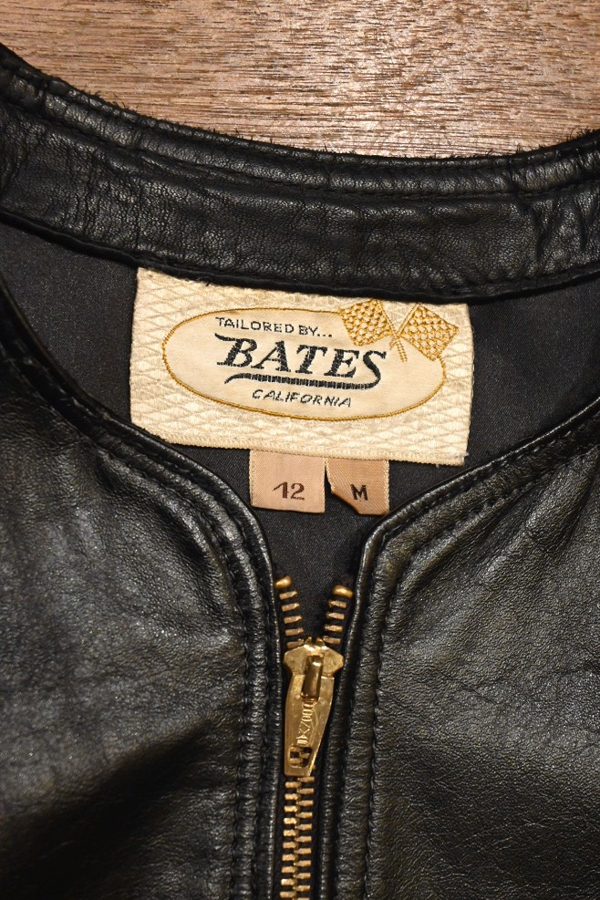 60s BATES Leather Riders Jacket 襟なし ノーカラー レザーライダースジャケット (BLACK/42 M) ビンテージ  中古 - 7th